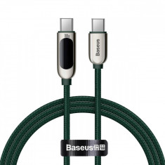 Cablu de date Baseus Display, 2x USB Type-C, 100W, 5A, 1m, Verde foto