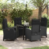 vidaXL Set de masă pentru grădină 5 pcs Negru poliratan