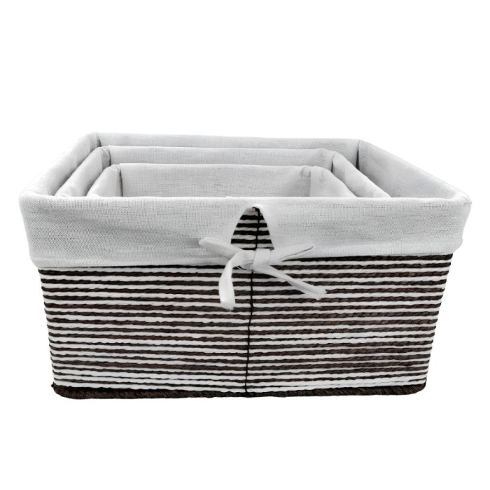 Cos depozitare K116, sfoara de hartie + material textil, dimensiuni diferite, set 3 bucati