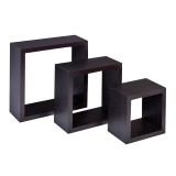 Set 3 Rafturi de perete Wenge, sistem de fixare ascuns