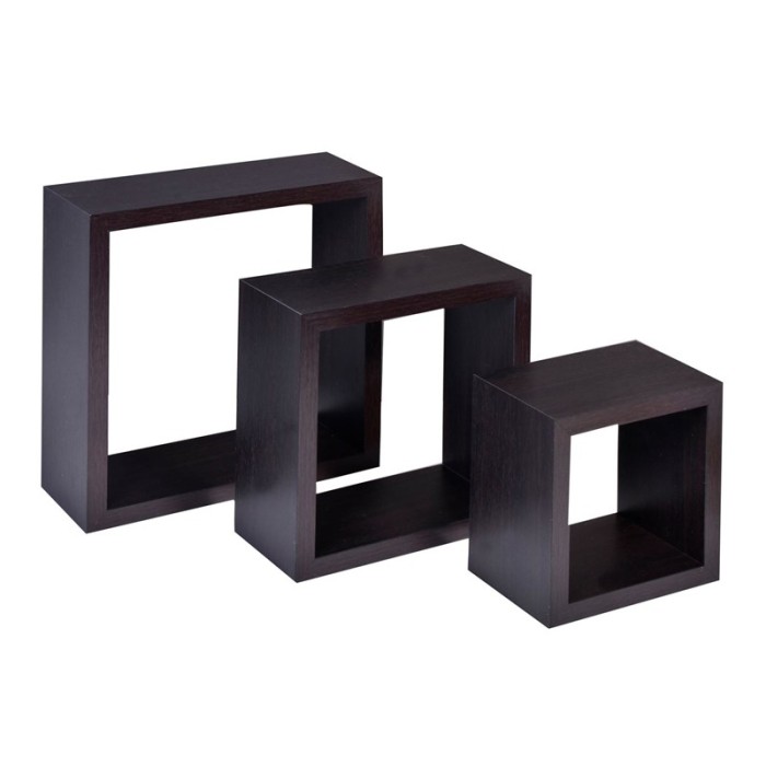 Set 3 Rafturi de perete Wenge, sistem de fixare ascuns