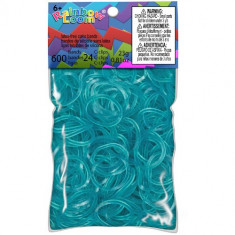 Set 600 Elastice Rainbow Loom Jelly Turcoaz foto