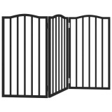 Cumpara ieftin Poarta pentru caini pliabila 3 panouri negru, 150 cm, lemn plop
