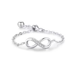 Inel Ajustabil din Argint 925, Infinit cu Piatra Zirconiu - ALCA Fine Jewelry