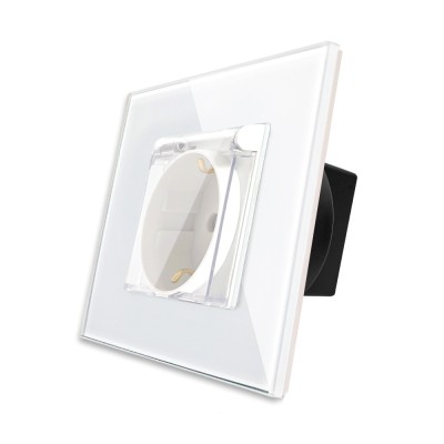 Priza Simpla cu Capac de Protectie cu Rama din Sticla LUXION SmartElectro IntelligentHouse foto