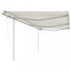 VidaXL Copertină retractabilă automat, cu st&acirc;lpi, crem, 6x3,5 m