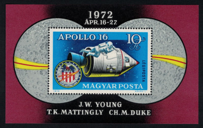 UNGARIA 1972 - Cosmonautica, Apollo 16 / bloc MNH foto