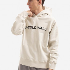 A-COLD-WALL* hanorac de bumbac Essential Logo Hoodie bărbați, culoarea bej, cu glugă, cu imprimeu ACWMW057.-BONE