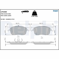 Set placute frana fata DELPHI, Citroen Jumpy, 2016-, Spacetourer, 2016-; Peugeot Expert 2016-, Traveller, 2016-; Toyota Proace, 2016-, Fata; puntea f