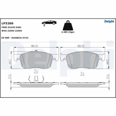 Set placute frana fata DELPHI, Citroen Jumpy, 2016-, Spacetourer, 2016-; Peugeot Expert 2016-, Traveller, 2016-; Toyota Proace, 2016-, Fata; puntea f foto