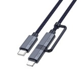 Cumpara ieftin Cablu Hoco 2-in-1 Type-C la Type-C Lightning U134 1.2m Albastru Inchis