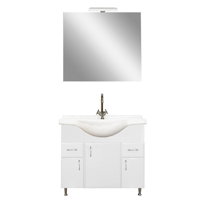 Mobilier complet de baie Bianca Prime 85, alb lucios