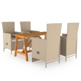 vidaXL Set de masă pentru grădină, 5 piese, bej 3068762