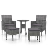 Cumpara ieftin Set mobilier de gradina, 5 piese, gri, poliratan