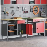 Set de banc de lucru 2 piese vidaXL Roșu Oțel