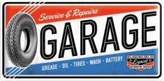 Placa metalica - Garage - Service and Repairs - 25x50 cm foto