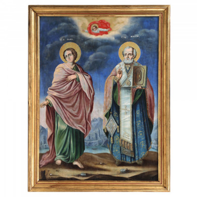 Sf. Apostol Toma si Sf. Ierarh Nicolae, Icoana Romaneasca, cca. 1850 foto
