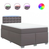 Cumpara ieftin Pat box spring cu saltea, gri, 120x200 cm, piele ecologica
