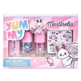 Set 2 lacuri de unghii, pila si stickere decorative Yummy, Martinelia 12242, 3 ml