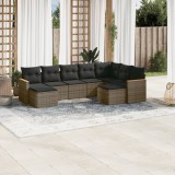 Gossi set canapele de gradina, 9 piese, cu perne, gri, poliratan