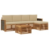 vidaXL Set de canapele de exterior cu pernă 6 pcs Natural și Bej 3384259