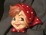Arta / Design / Colectie - Figurina de perete din ceramica Cap de femeie cu batic rosu mijlocul sec XX !
