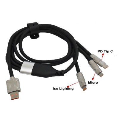 Cablu Fast 100W 3in1 Micro Tip C IOS CA-880 2B045 XXM foto