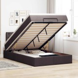 vidaXL Cadru de pat otoman cu saltea țesătură maro &icirc;nchis 120x190 cm 3312460
