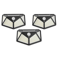 Set 3 lampi cu incarcare solara APF&reg;, senzor miscare, 3 trepte de iluminare, 100 LED
