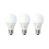 Set 3 becuri LED smart Nedis, 9 W, 800 lm, 2700-6500 K, Wi-Fi, E27, lumina variabila