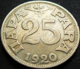 Moneda istorica 25 PARA - YUGOSLAVIA, anul 1920 * cod 5027 A