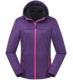 Jachetă din softshell pentru femei, impermeabilă, respirabilă, cu fleece și glugă &ndash; Mov XL