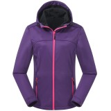 Jachetă din softshell pentru femei, impermeabilă, respirabilă, cu fleece și glugă &ndash; Mov XL