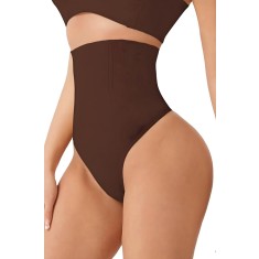 Chiloti modelatori tanga tip burtiera Chloe - Talie &icirc;naltă - Maro - XL, Maro