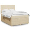 VidaXL Pat box spring cu saltea, crem, 140x200 cm, textil 3292049