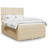 Cumpara ieftin Pat box spring cu saltea, crem, 140x200 cm, textil