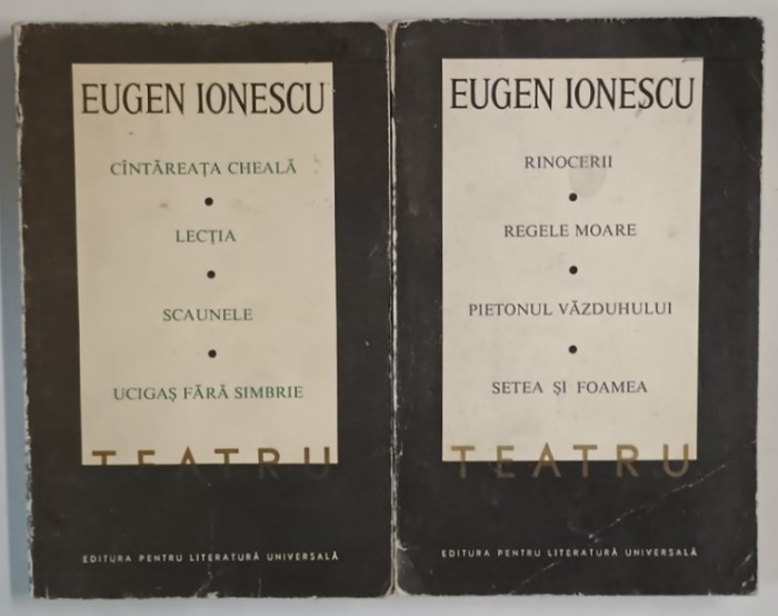 TEATRU , VOLUMELE I - II de EUGEN IONESCU , 1968 *EDITIE BROSATA , *MINIMA UZURA