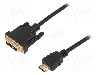 Cablu DVI - HDMI, DVI-D (18+1) mufa, HDMI mufa, 3m, negru, ASSMANN - AK-330300-030-S foto