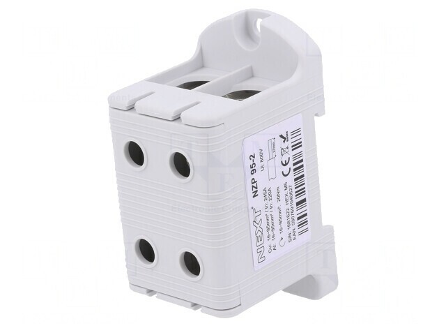 Conector de Șine 95mm2 1 Pista 4 Borne Gri 41,6mm