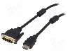 Cablu DVI - HDMI, DVI-D (24+1) mufa, HDMI mufa, 3m, negru, AKYGA - AK-AV-13 foto