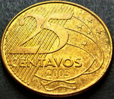 Moneda 25 CENTAVOS - BRAZILIA, anul 2003 * cod 1138 foto