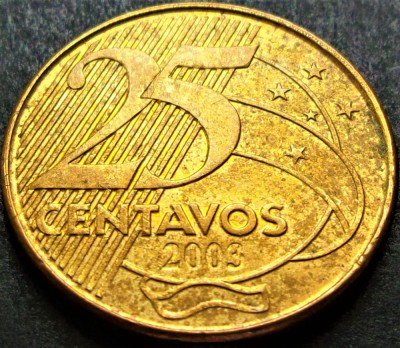 Moneda 25 CENTAVOS - BRAZILIA, anul 2003 * cod 1138 foto