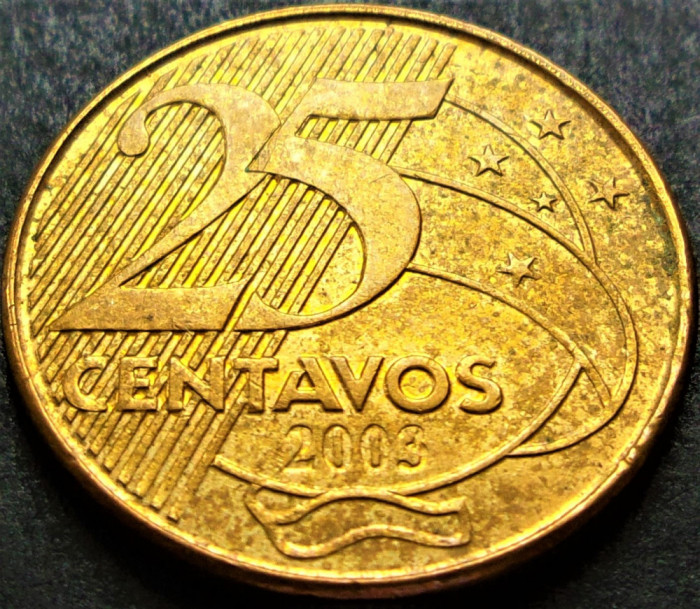 Moneda 25 CENTAVOS - BRAZILIA, anul 2003 * cod 1138