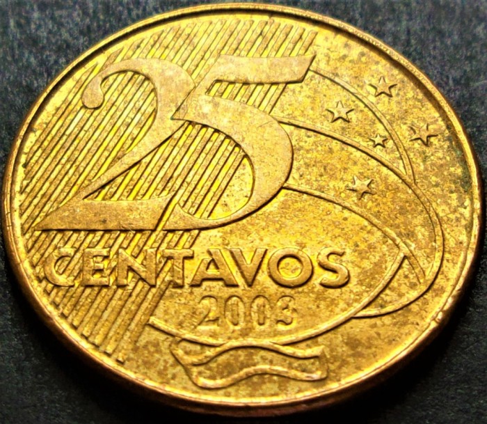 Moneda 25 CENTAVOS - BRAZILIA, anul 2003 * cod 1138