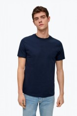 Tricou barbati cu decolteu la baza gatului si croiala Regular fit bleumarin, S foto