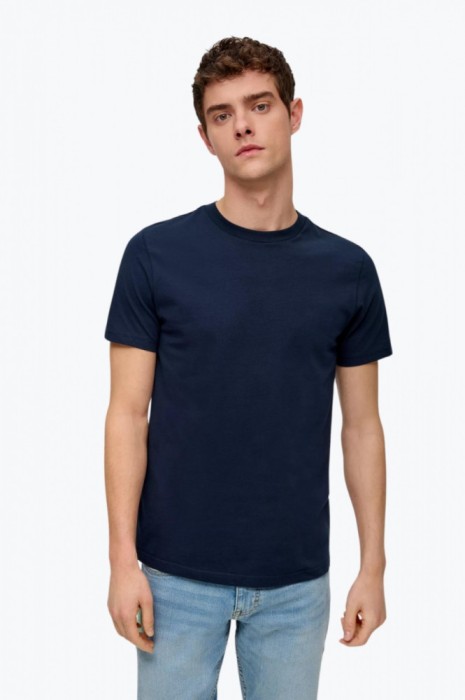 Tricou barbati cu decolteu la baza gatului si croiala Regular fit bleumarin, S
