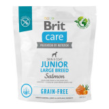 Brit Care Grain-Free Junior Large Breed, L-XL, Somon, hrană uscată fără cereale c&acirc;ini junior, piele &amp; blană, 1kg