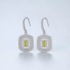 Cercei ARGINT Yellow Crystal Patrat Arg398A