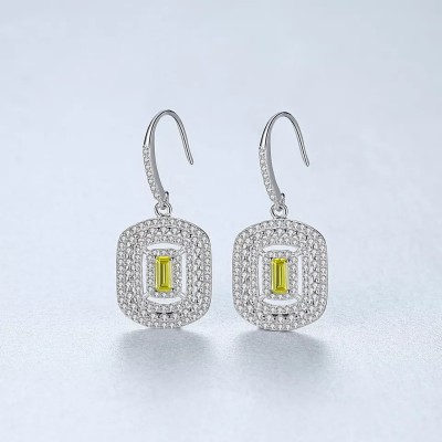 Cercei ARGINT Yellow Crystal Patrat Arg398A foto