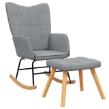 Cumpara ieftin Scaun balansoar cu taburet, gri deschis, textil